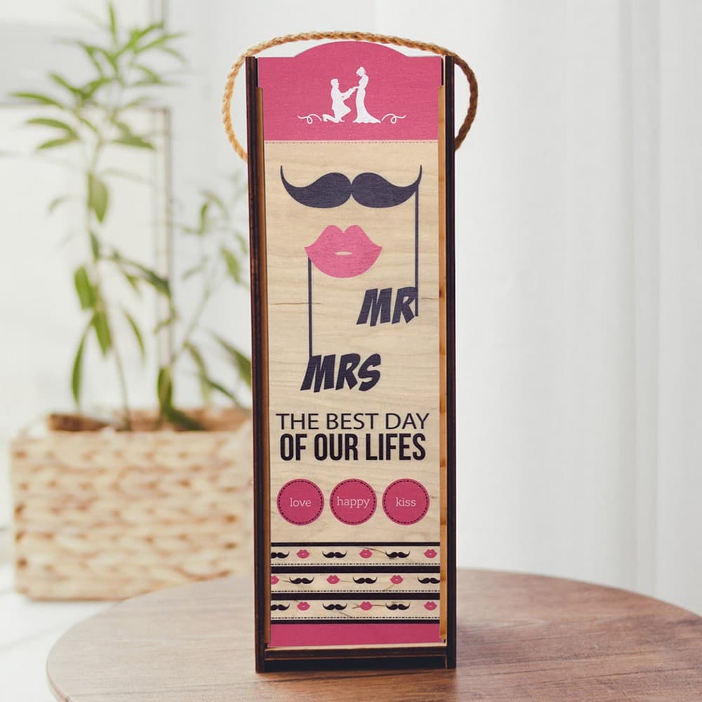 Дерев'яний короб для пляшки арт-04