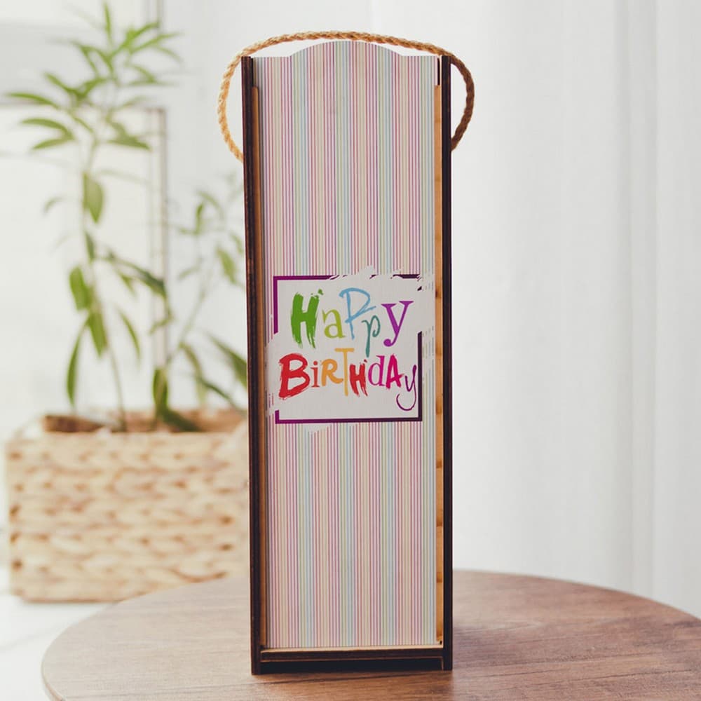 Дерев'яний короб для пляшки арт-07